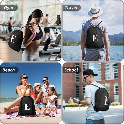 ZOMFELT 6Pcs Drawstring Backpack Drawstring Gym Bags, Foldable Draw String Backpack with Multiple Colors and Letters, Lightweight Polyester Cinch Bag for Gift, Beach, Sports, Travel, Swim (Letter J) in Saudi Arabia