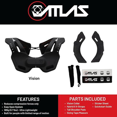 Atlas Brace Vision Anti-Compression Collar Neck Brace (Adult - Large/X-Large) for Use In: Powers, Offroad Racing, Motocross, Mountain Biking, and BMX (Black) in Saudi Arabia