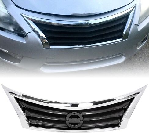 HECASA Front Bumper Grill Compatible with 2013 2014 2015 Nissan Altima 623103TA0A NI1200250 Upper Grille Chrome Shell Black Insert Sedan Assembly in Saudi Arabia