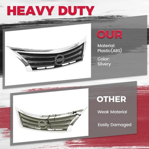 HECASA Front Bumper Grill Compatible with 2013 2014 2015 Nissan Altima 623103TA0A NI1200250 Upper Grille Chrome Shell Black Insert Sedan Assembly in Saudi Arabia