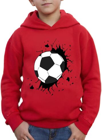 NEW 8-14Y Boys Soccer Hoodie Graphic Pullover Sweatshirt for Sports Fans in Saudi Arabia