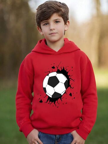 NEW 8-14Y Boys Soccer Hoodie Graphic Pullover Sweatshirt for Sports Fans in Saudi Arabia