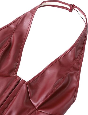 Women's Y2K Leather Halter Top Backless Corset Bustier Top Lace Up Sexy Going Out Crop Tank Halter Neck Party Club in Kuwait