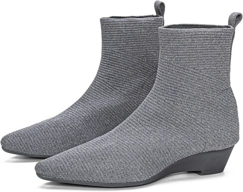 Youngshow أحذية نسائية مريحة محبوكة أحذية بكعب منخفض للنساء أحذية الكاحل بمقدمة مدببة سهلة الارتداء في الخريف والشتاء أحذية نسائية in Kuwait