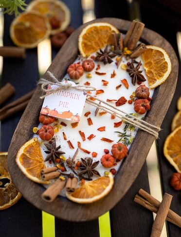 Large Wooden Fall Candle/Autumn Season/Halloween Orange Decoration/Pumpkin Pie/Fall Home Decor/Pumpkin Wood Bowl Candle (Regular Bowl likepic, Pumpkin Pie) in Saudi Arabia