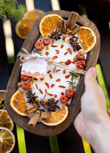Large Wooden Fall Candle/Autumn Season/Halloween Orange Decoration/Pumpkin Pie/Fall Home Decor/Pumpkin Wood Bowl Candle (Regular Bowl likepic, Pumpkin Pie) in Saudi Arabia