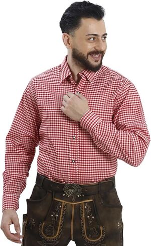 Oktoberfest Shirt Men - Lederhosen Shirt for Men - Traditional Bavarian Shirts - Classic Checkered Pattern in Kuwait