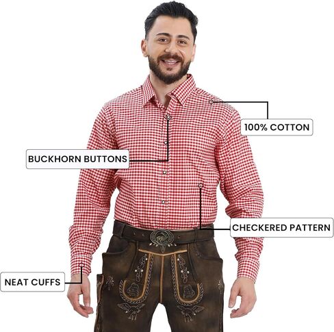 Oktoberfest Shirt Men - Lederhosen Shirt for Men - Traditional Bavarian Shirts - Classic Checkered Pattern in Kuwait