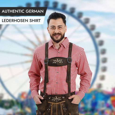 Oktoberfest Shirt Men - Lederhosen Shirt for Men - Traditional Bavarian Shirts - Classic Checkered Pattern in Kuwait