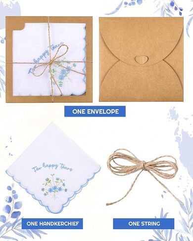 6/12 Pack Embroidery Cotton Wedding Handkerchief, 11" x 11" For Happy Tears Napkin, Something Blue for Bridal in Saudi Arabia