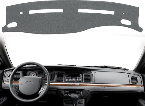 حصيرة غطاء لوحة القيادة تناسب سيارة Ford Crown Victoria 1995-2011، وسادة غطاء لوحة القيادة وواقي السجاد (أسود) F173 in Saudi Arabia