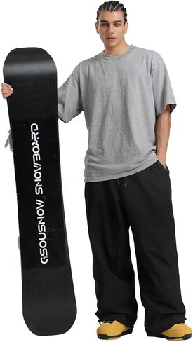 GSOU SNOW Mens Snow Pants Women Baggy Snowboard Pants Loose Fit Insulated Windproof Waterproof for Ski Hiking Winter Outdoor in Saudi Arabia