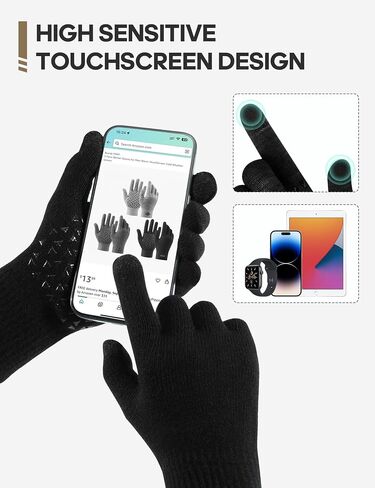 3 Pairs Winter Gloves for Men Women Warm Knit Gloves Touch Screen Anti-Slip Gloves with Thermal Soft Knit Lining in Kuwait