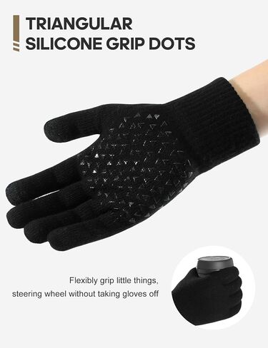 3 Pairs Winter Gloves for Men Women Warm Knit Gloves Touch Screen Anti-Slip Gloves with Thermal Soft Knit Lining in Kuwait
