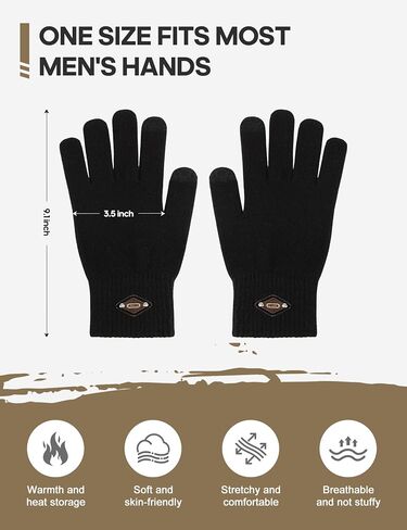 3 Pairs Winter Gloves for Men Women Warm Knit Gloves Touch Screen Anti-Slip Gloves with Thermal Soft Knit Lining in Kuwait