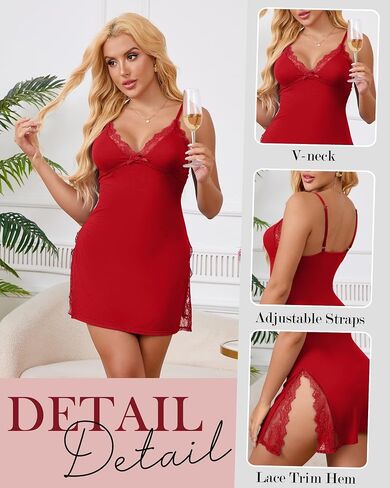 2 عبوة ملابس الملابس الداخلية للسيدات مقسمة الدانتيل الجسم الجسم CHEMISE المريح حزام السباغيتي ثوب نوم in Kuwait