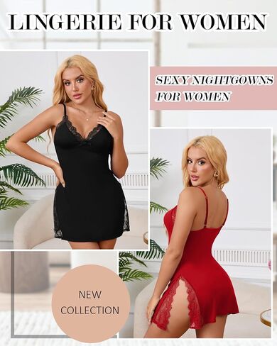 2 عبوة ملابس الملابس الداخلية للسيدات مقسمة الدانتيل الجسم الجسم CHEMISE المريح حزام السباغيتي ثوب نوم in Kuwait