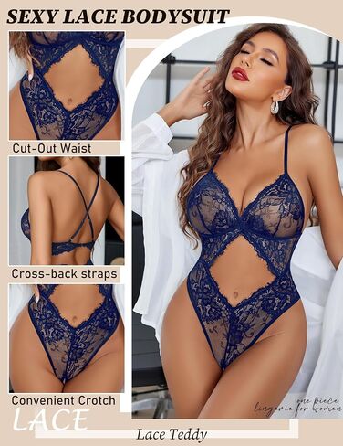 Avidlove Sexy Lingerie for Women Lace Teddy One Piece Cross Strap Bodysuit Lingerie in Saudi Arabia