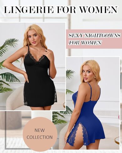 2 عبوة ملابس الملابس الداخلية للسيدات مقسمة الدانتيل الجسم الجسم CHEMISE المريح حزام السباغيتي ثوب نوم in Kuwait