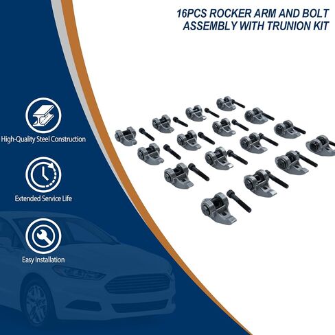 16pcs Arm Rocker Arm and Bolt Assembly مع مجموعة Trunion متوافقة مع LS1 LS2 LS6 LR4 LM7 L59 LM4 L33 4.8L 5.3L 5.7L 6.0L -OE# 12569167 ، 10214664 in Kuwait