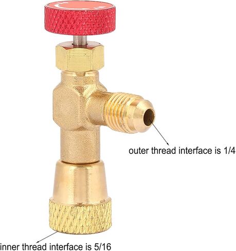 1/4 "إلى 5/16" صمام شحن المبردات النحاسية - صمام التحكم R410A مع محول أمان لخراطيم شحن التبريد ، ومشعب AC ، وصيانة مكيف الهواء in Saudi Arabia