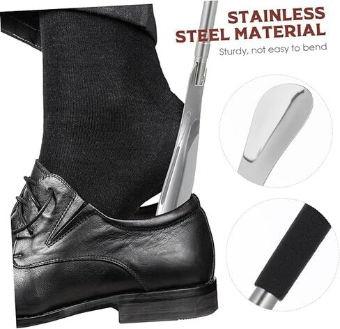 Stretchable shoehorn Stainless steel adjustable shoehorn Long handle Metal shoe foot Portable and foldable in Saudi Arabia