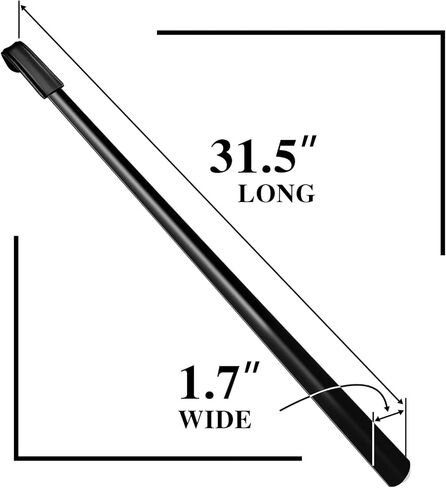 31.5inch Extra Long Handled Metal Shoe Horn,Extra Long Stainless Steel Shoe Spoon for Back Pain,Steel Shoehorn For Boots,Shoehorn for Elderly, Senior, Children, Pregnant Women-Black & Heavy Duty in Kuwait