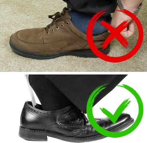 31.5inch Extra Long Handled Metal Shoe Horn,Extra Long Stainless Steel Shoe Spoon for Back Pain,Steel Shoehorn For Boots,Shoehorn for Elderly, Senior, Children, Pregnant Women-Black & Heavy Duty in Kuwait