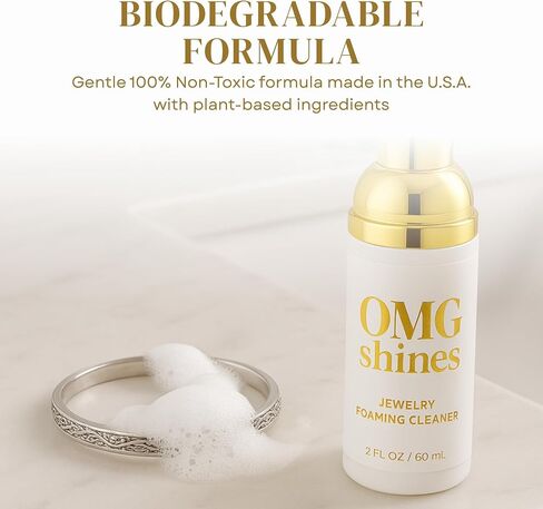 Jewelry Cleaner Solution Foam with Polishing Cloth, Biodegradable Formula for Gold, Silver, Gemstones, Tarnish Remover, Safe Gentle Formula, 2oz – Compatible with Wedding Rings, Necklaces, Earrings in Saudi Arabia