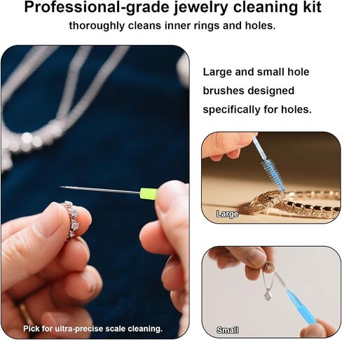 طقم تنظيف المجوهرات 14pcs ، 5 فرشاة 1 أويل إبرة 8 أداة فرشاة منظف القماش لتلميع مجموعة من المجوهرات in Kuwait