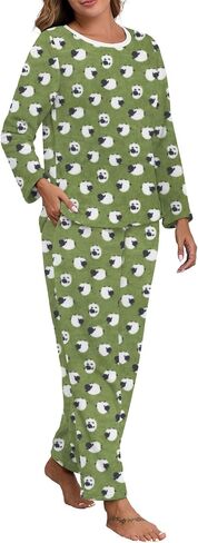 Prinstory Fluffy Flannel Winter Winter Pajamas for Women - Plush Fleece Draph ، Pajama غامضين من قطعتين مع جيوب in Saudi Arabia