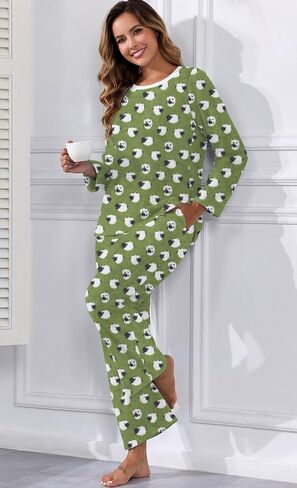 Prinstory Fluffy Flannel Winter Winter Pajamas for Women - Plush Fleece Draph ، Pajama غامضين من قطعتين مع جيوب in Saudi Arabia