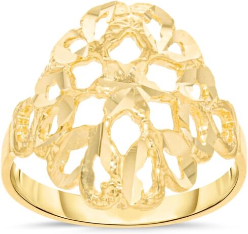 Floreo 10k Yellow Gold 17mm Intricate Floral Filigree Ring in Saudi Arabia