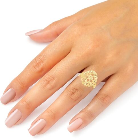 Floreo 10k Yellow Gold 17mm Intricate Floral Filigree Ring in Saudi Arabia