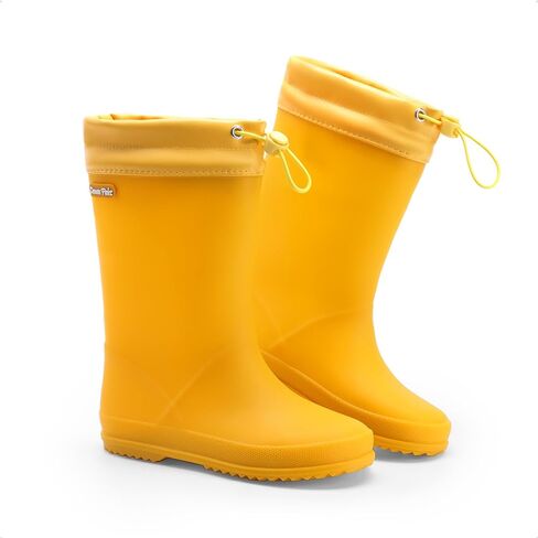 DREAM PAIRS Kids Rain Boots Boys Girls Lightweight Boots Waterproof Easy-on Outdoor Playing Rain Boot Unisex-Child,Size 7 Toddler,All Yellow,SDRB2401K in Saudi Arabia