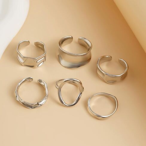 Rings for Women Chunky Rings Set Adjustable Thick Rings Big Large Stackable Ring for Women Bold Thick Statement Ring Trendy Chunky Jewelry in Saudi Arabia
