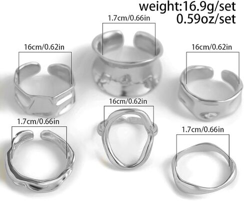Rings for Women Chunky Rings Set Adjustable Thick Rings Big Large Stackable Ring for Women Bold Thick Statement Ring Trendy Chunky Jewelry in Saudi Arabia