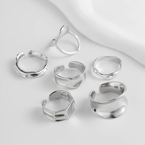 Rings for Women Chunky Rings Set Adjustable Thick Rings Big Large Stackable Ring for Women Bold Thick Statement Ring Trendy Chunky Jewelry in Saudi Arabia