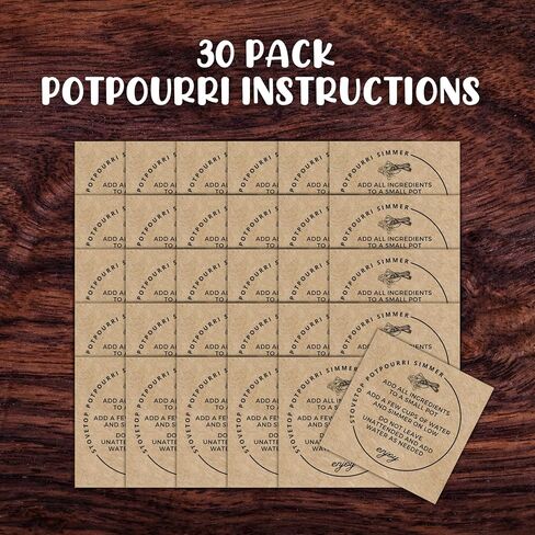 Stovetop Potpourri Instruction Label | 30 Pack 2.5"x2.5" Square Card Kraft Paper Simple Christmas Holiday Design Hang Tag for Package Stove Top Simmer Home Scent Use with Glass Saucepan Steamer Pot in Saudi Arabia