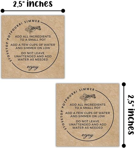 Stovetop Potpourri Instruction Label | 30 Pack 2.5"x2.5" Square Card Kraft Paper Simple Christmas Holiday Design Hang Tag for Package Stove Top Simmer Home Scent Use with Glass Saucepan Steamer Pot in Saudi Arabia
