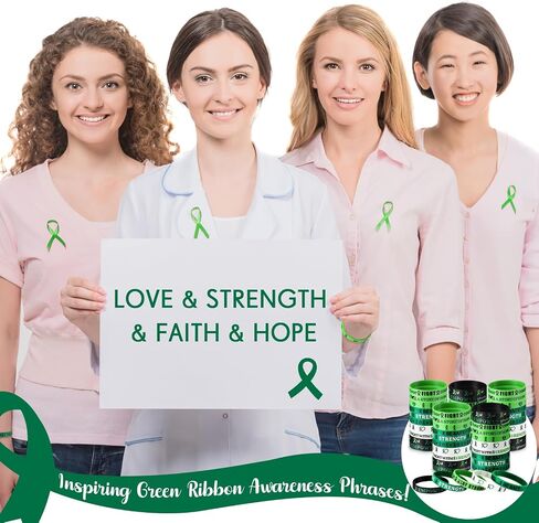 Mental Health Awareness Bracelets Bulk Green Ribbon Silicone Wristband Motivational Green Bracelets Rubber for Men Women Mental Health Awareness Month Gifts in Saudi Arabia