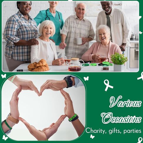 Mental Health Awareness Bracelets Bulk Green Ribbon Silicone Wristband Motivational Green Bracelets Rubber for Men Women Mental Health Awareness Month Gifts in Saudi Arabia