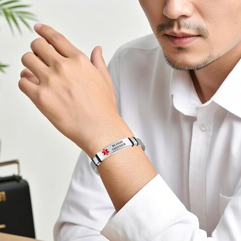 Medical Alert Bracelet for Women Men Medical Emergency Id bracelet Stainless Steel Personalized Free Engrave Adjustable 6.5-8.5 IN in Saudi Arabia