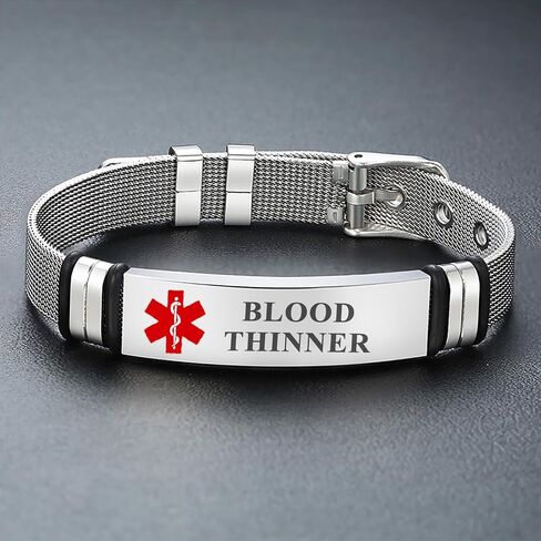 Medical Alert Bracelet for Women Men Medical Emergency Id bracelet Stainless Steel Personalized Free Engrave Adjustable 6.5-8.5 IN in Saudi Arabia