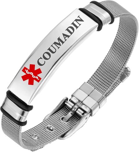 Medical Alert Bracelet for Women Men Medical Emergency Id bracelet Stainless Steel Personalized Free Engrave Adjustable 6.5-8.5 IN in Saudi Arabia