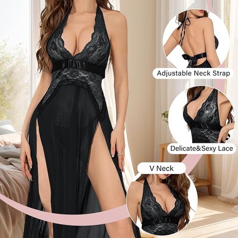 Lingerie for Women Sexy Lingerie and Panty Sets Robes 2 PCS Lace Sexy Pajama Sleepwear Nightgowns Outfits for Women in Saudi Arabia