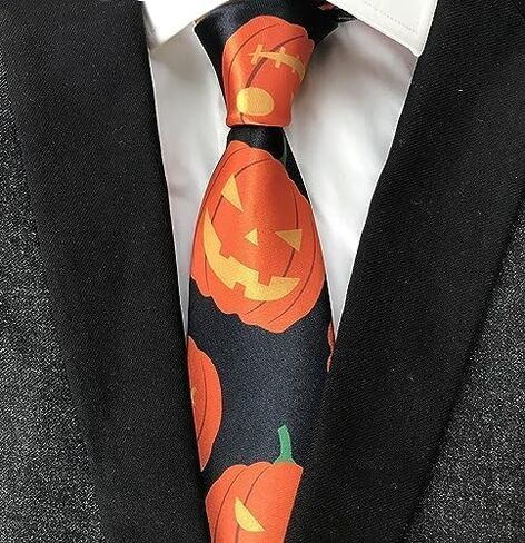 Melody Halloween Tie Pumpkin Skull Neck Tie Jack-O'-Lantern Halloween Necktie for Men in Saudi Arabia
