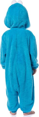 Sesame Street Union Suit Toddler Kids Hooded One Piece Fleece Pajama For Boys and Girls (Cookie Monster, 4T) in Saudi Arabia