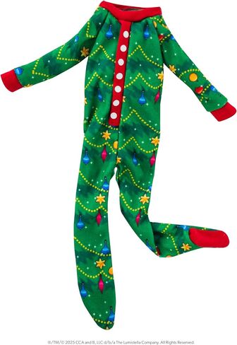 The Elf on the Shelf Claus Couture Collection Goodnight, Sleep Bright PJs - Cheerful and Snuggly Christmas Tree-Print Onesie Elf Pajamas - Scout Elf Not Included Green in Saudi Arabia