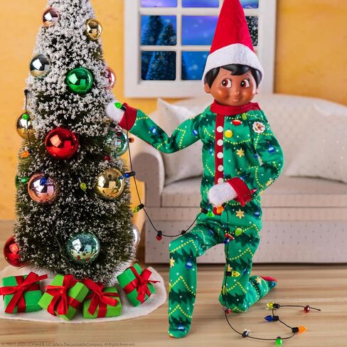 The Elf on the Shelf Claus Couture Collection Goodnight, Sleep Bright PJs - Cheerful and Snuggly Christmas Tree-Print Onesie Elf Pajamas - Scout Elf Not Included Green in Saudi Arabia